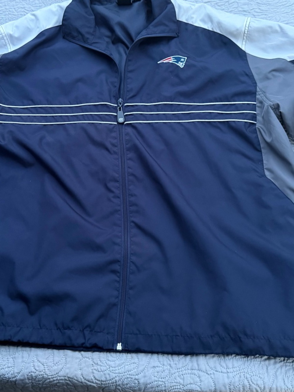NFL Navy and Gray New England Patriots Windbreaker Jacket